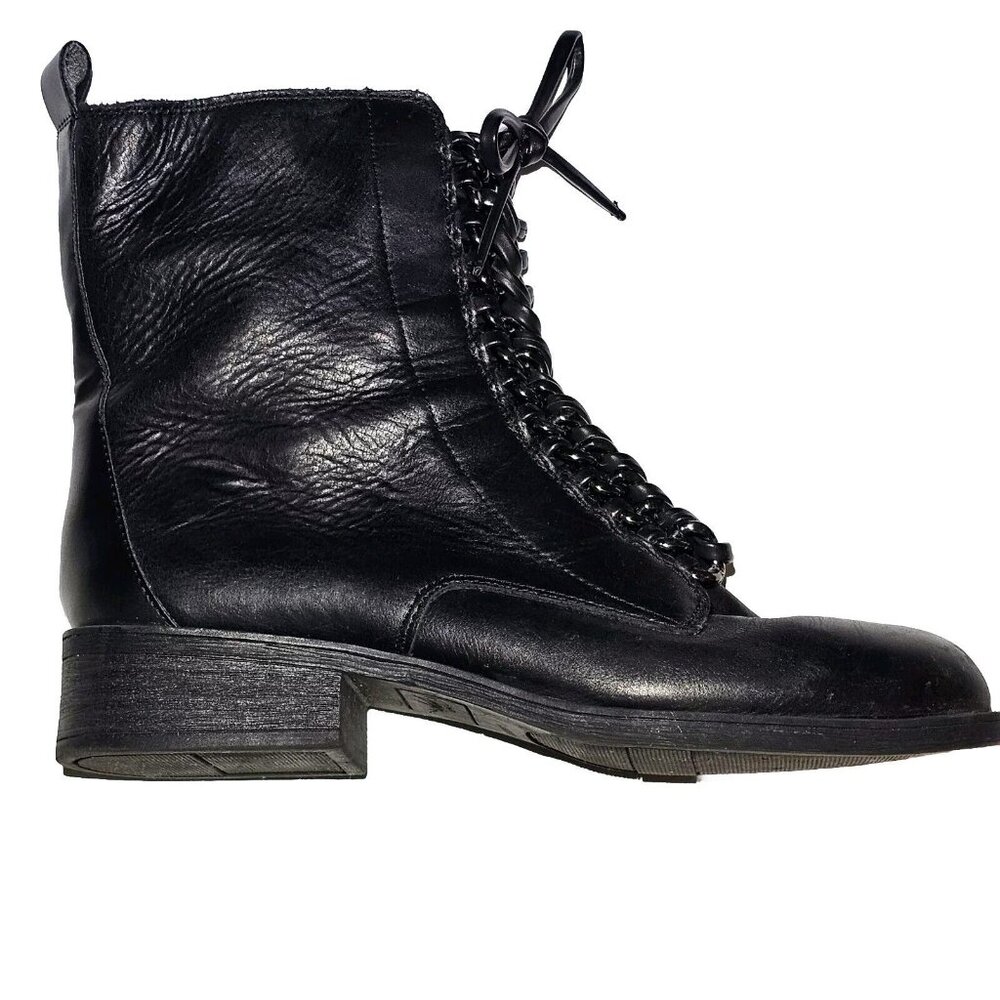 Fergie Womens Nemo Mid Calf Ankle Boots Black Zip Up + Laced Size 7.5M Punk Emo - Picture 9 of 11